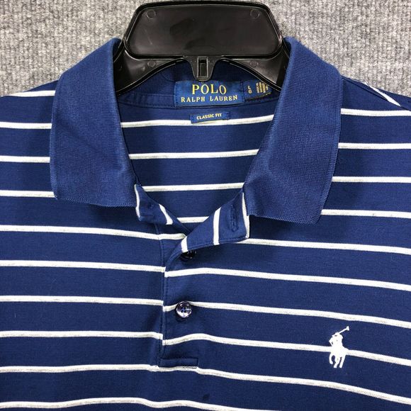 POLO Ralph Lauren‎ Shirt Men's L Blue Striped Casual Button Down Collared - Picture 4 of 12